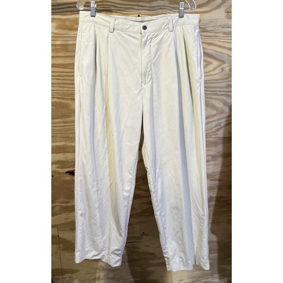 Tommy Bahama Pants Mens 34x27 Pleated Beige Silk Pants Relax Casual Weekend - Picture 1 of 12